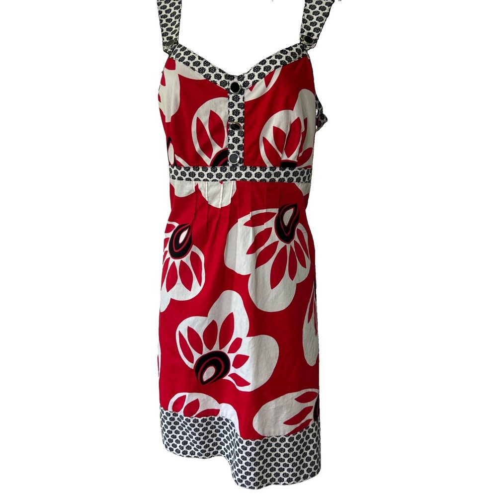East 5th Sleeveless Black Red White Dress Size 10p New NWT